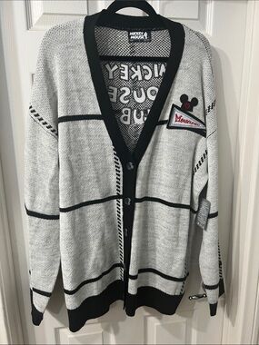 NWT Disney Mickey Mouse Club Gray Button Cardigan Sweater Size XL